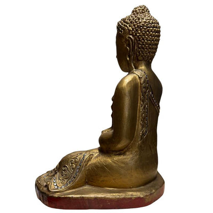 Burmese Mandalay Buddha – Gilt Wood & Glass, 35 cm – right three-quarter rear view