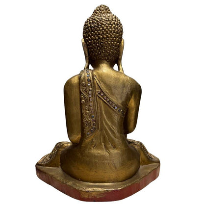 Burmese Mandalay Buddha – Gilt Wood & Glass, 35 cm – rear view