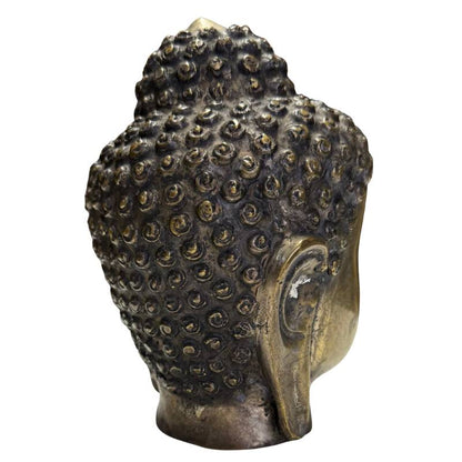 Burmese Mandalay Buddha Head – Gilt Bronze, 12 cm – left three-quarter rear view