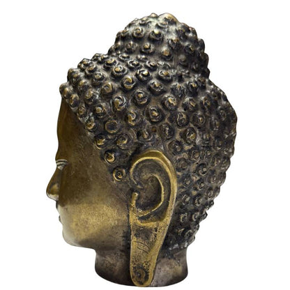 Burmese Mandalay Buddha Head – Gilt Bronze, 12 cm – right-side view