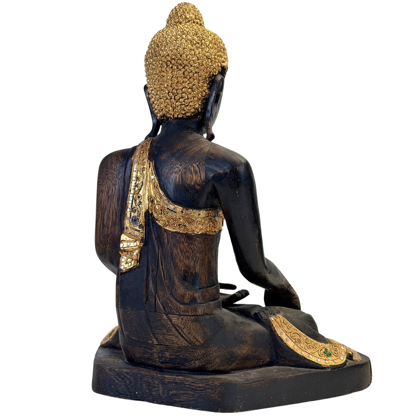 Rear view of the Burmese Mandalay Buddha showing gilded robe decoration
