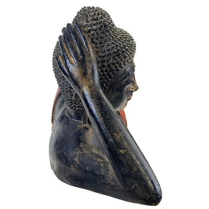 Supporting hand, arm and hair curls of the Burmese reclining Buddha