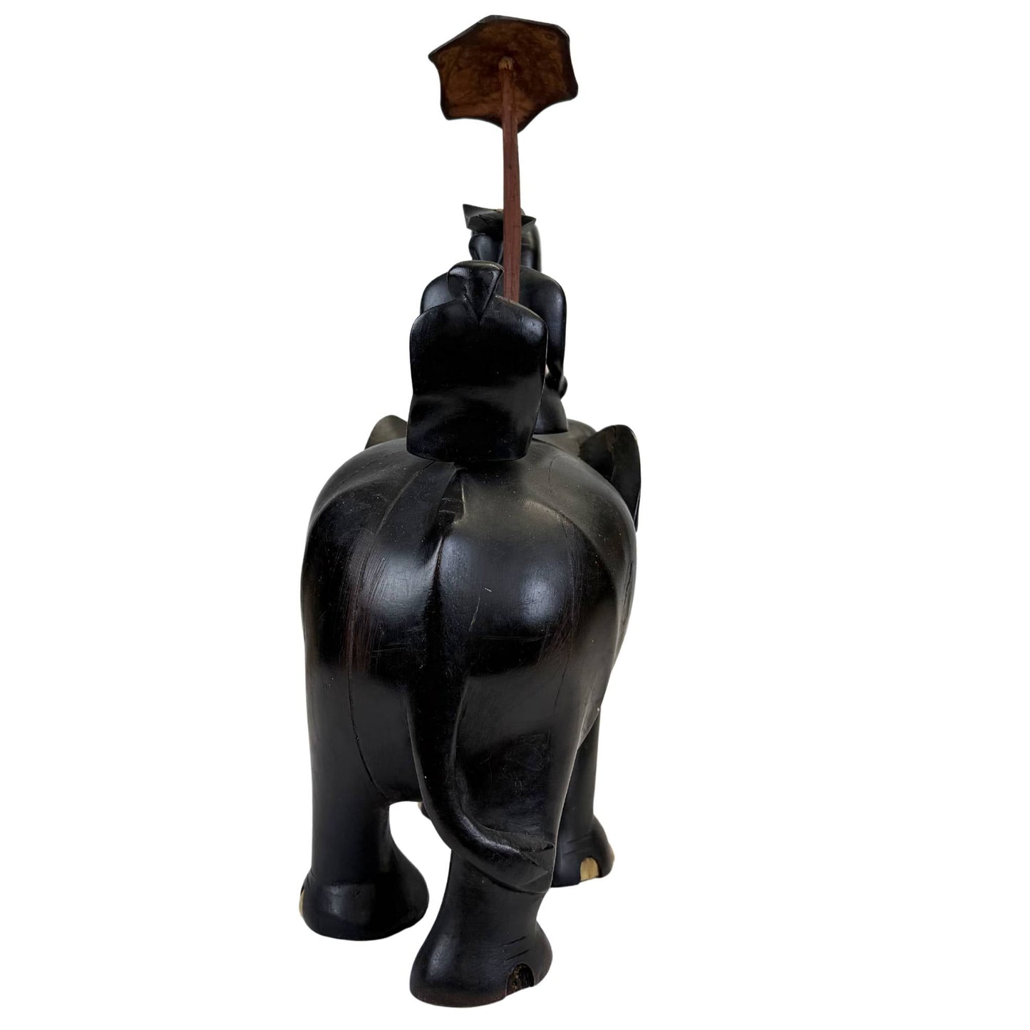 ceylon antiek houtsnijwerk mahout berijder figuur