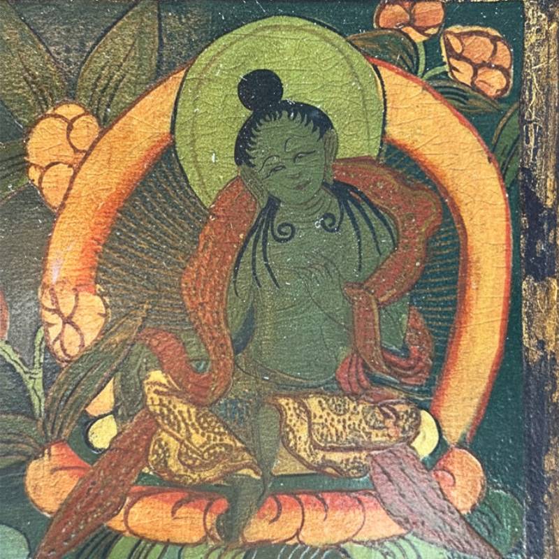 Chenrezig thangka handgeschilderd met pigmenten op doek