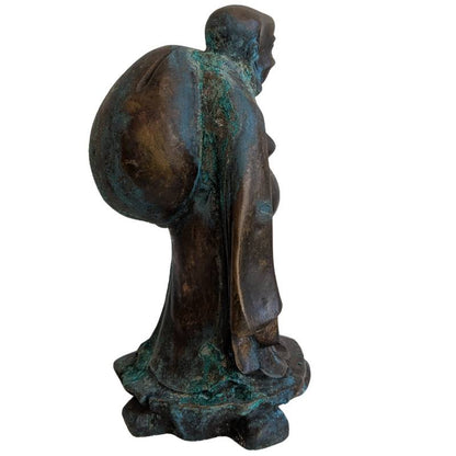 Chinese Bronze Budai with Deep Patina – Early Qing Style – left three-quarter rear view
