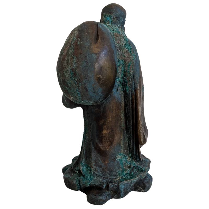 Chinese Bronze Budai with Deep Patina – Early Qing Style – rear view