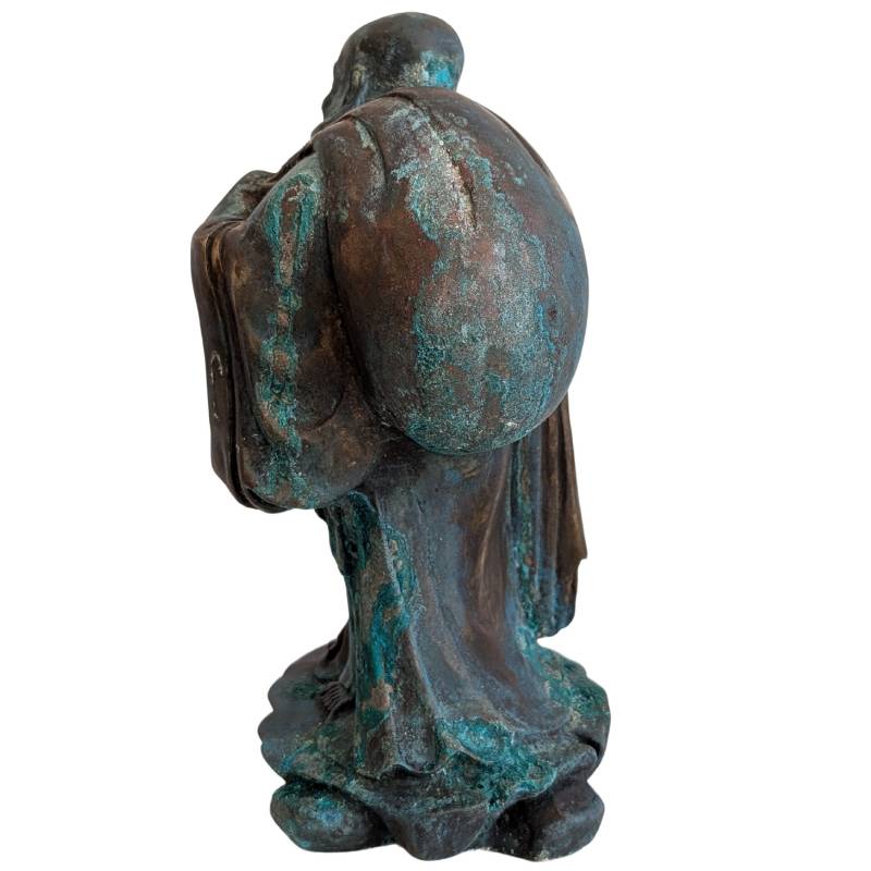 Chinese Bronze Budai with Deep Patina – Early Qing Style – right three-quarter rear view