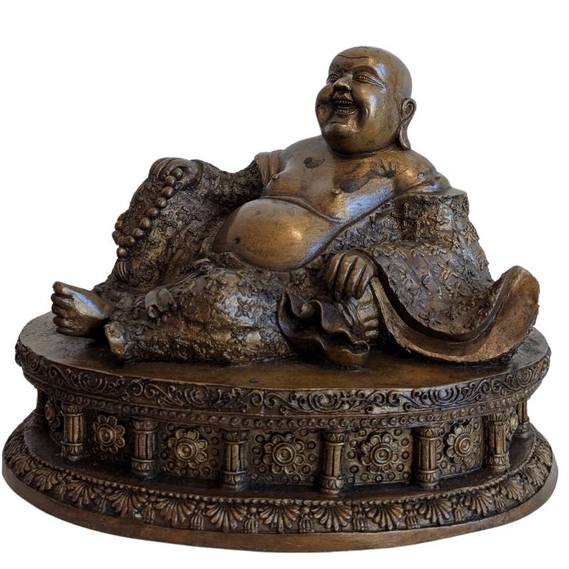 Chinese Bronze Budai – Laughing Buddha of Prosperity – front view