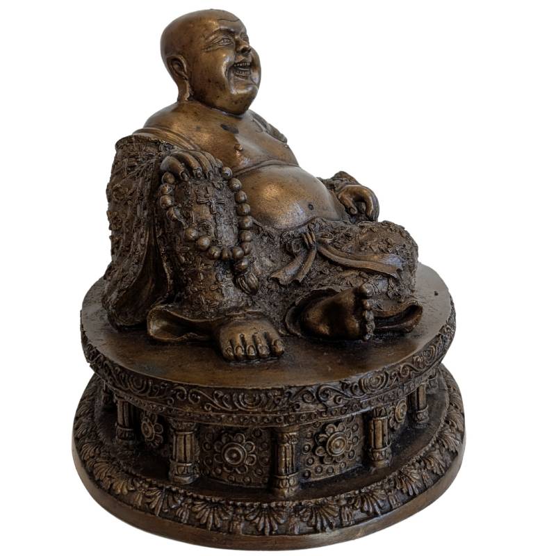 Chinese Bronze Budai – Laughing Buddha of Prosperity – left-side view