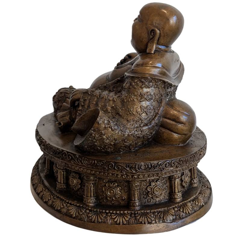 Chinese Bronze Budai – Laughing Buddha of Prosperity – right-side view