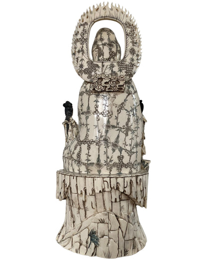 Chinese Guanyin sculpture constructed from individually carved and assembled bone sections