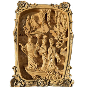 Muurdecoratie Chinees Houten Reliëfpaneel – Legende van de Witte Slang