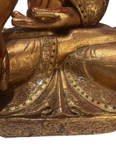 Burmese Mandalay wooden Buddha from circa 1850–1900