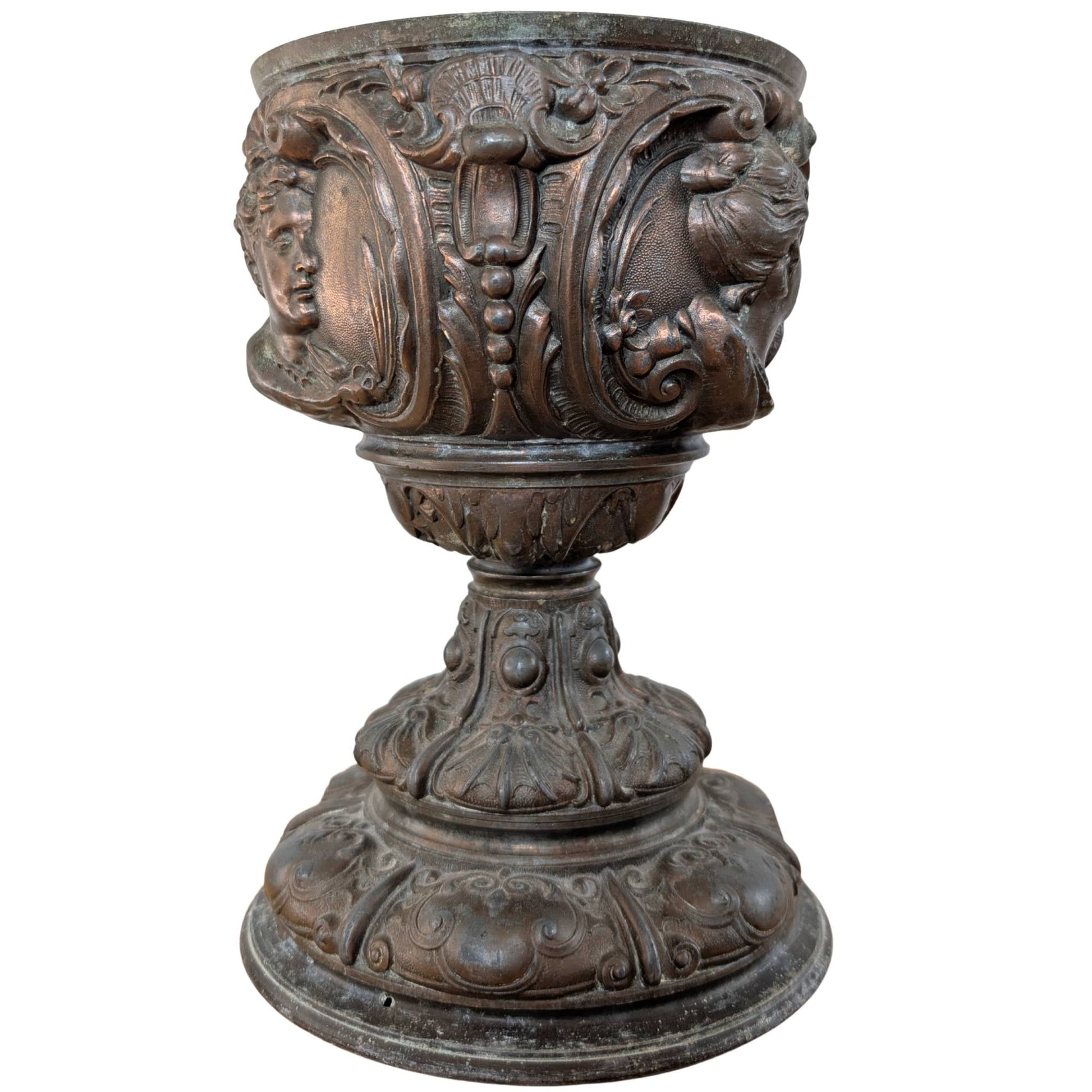 Decoratieve bronzen vaas uit de 19e eeuw Frankrijk met ornamenten
