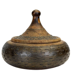 Decoratieve houten pot met deksel – Marokkaanse stijl
