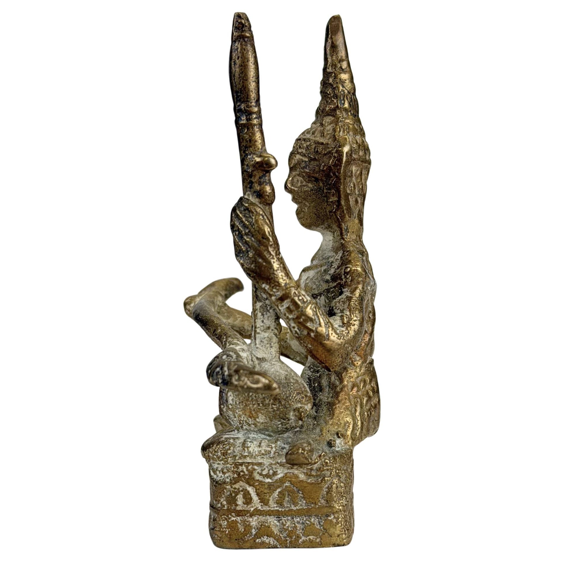 Decoratieve Thaise bronzen muzikantenfiguur voor Aziatisch interieur