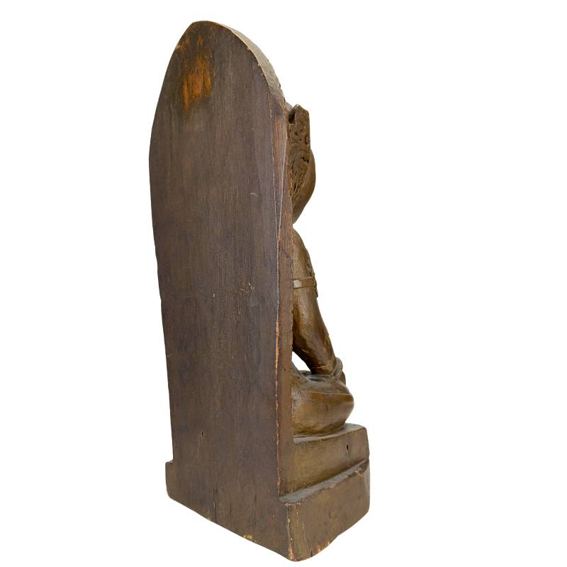 Devotionele Sri Devi figuur hout met vergulding en patina