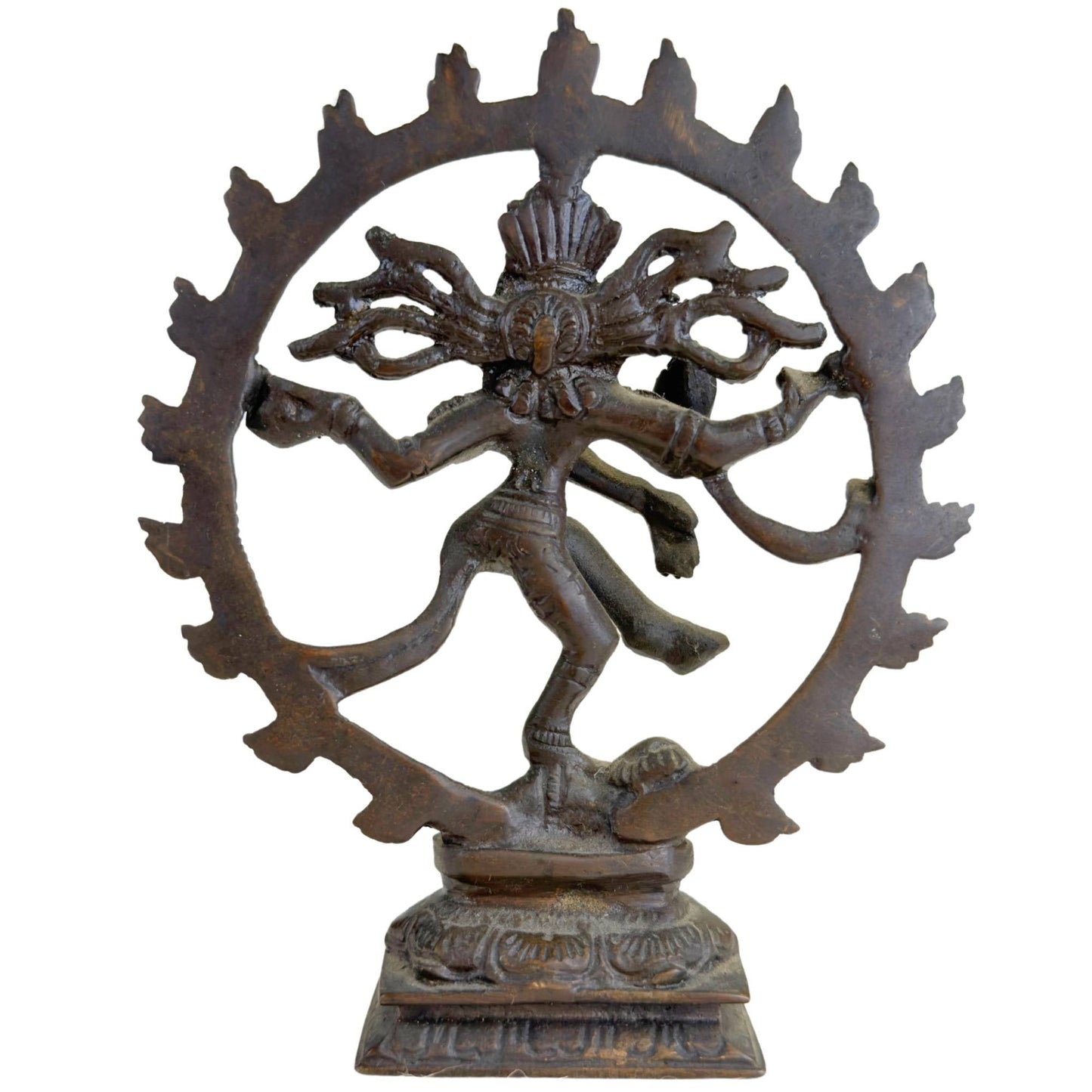 Donkerbruin bronzen Nataraja beeldje met rustige patina en fijne details