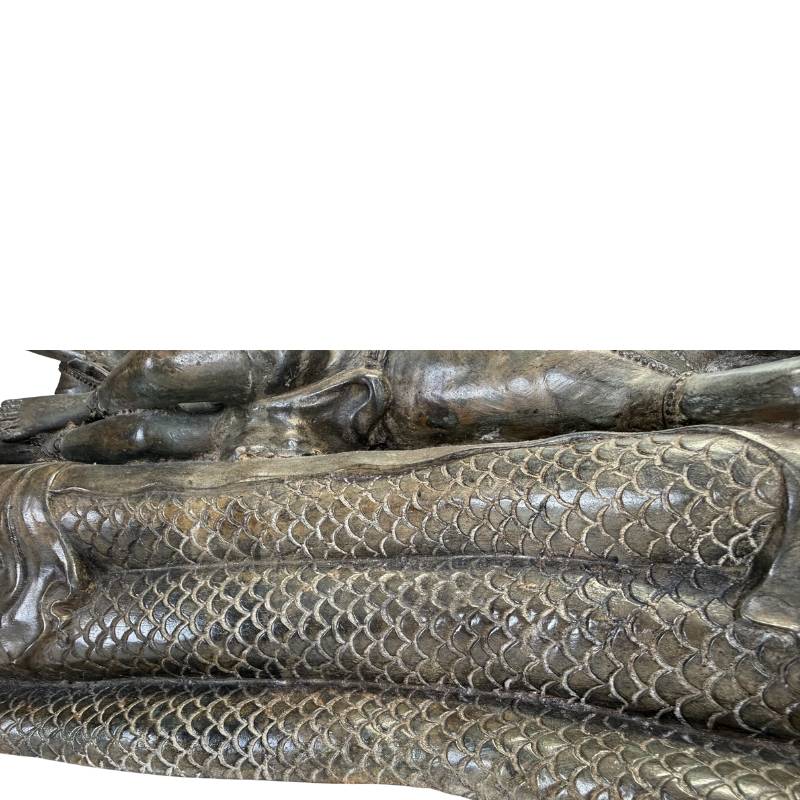 Groot messing beeld Vishnu met antiek-look donkere patina