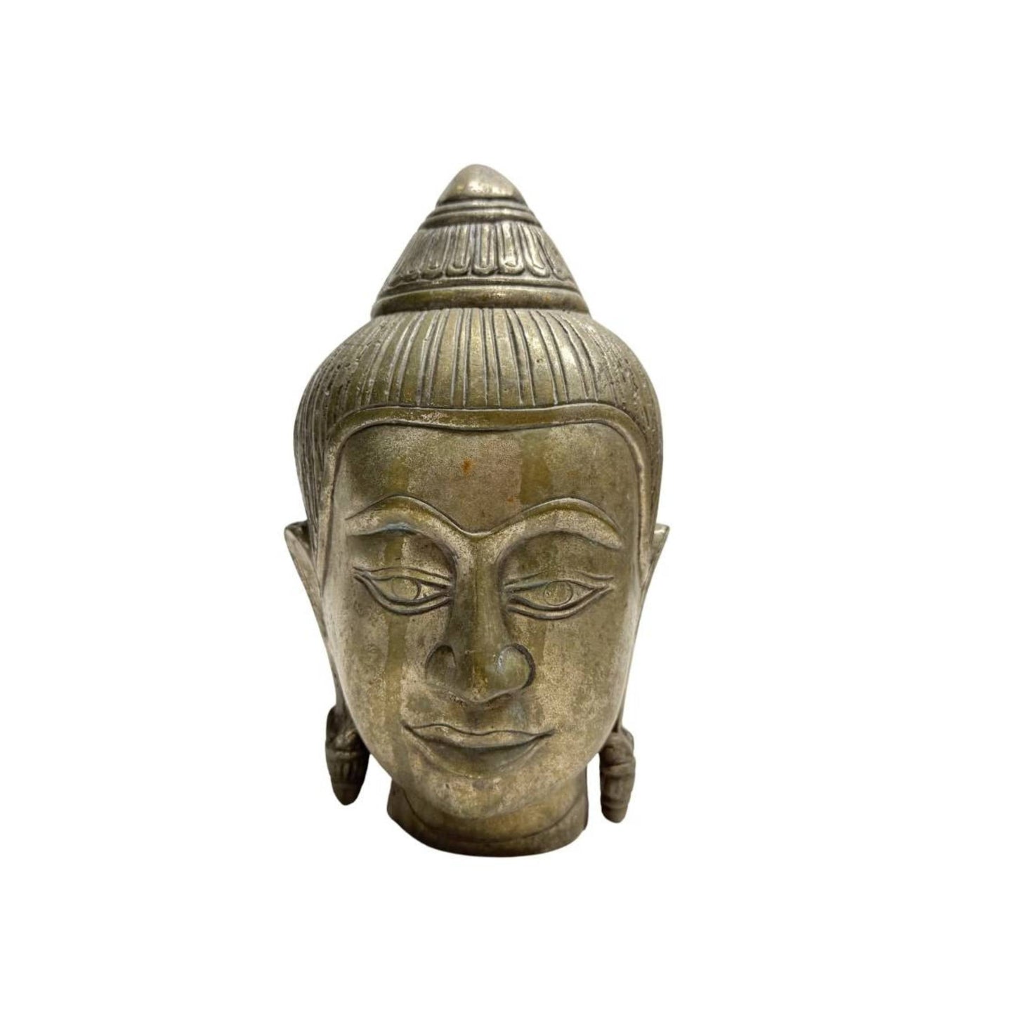 Vintage Thais Bronzen Boeddha-hoofd - Sukhothai Stijl Buste - 19 cm
