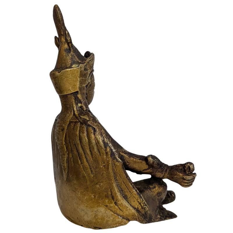 Himalayan gilt bronze Guru Rinpoche with aged patina