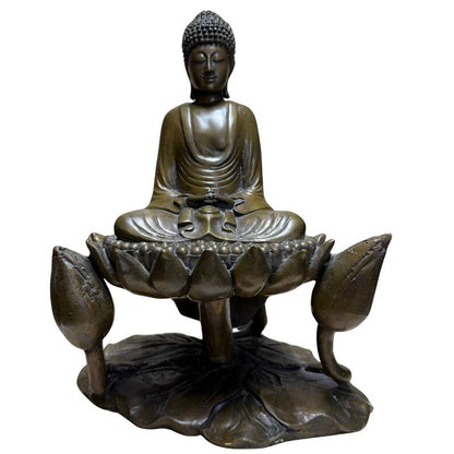 Early 20th-Century Seated Buddha – Heavy Bronze, 28 cm – front view