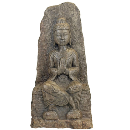 Early Chinese Stone Bodhisattva Stele – Guanyin Attribution, 45.6 cm – front view