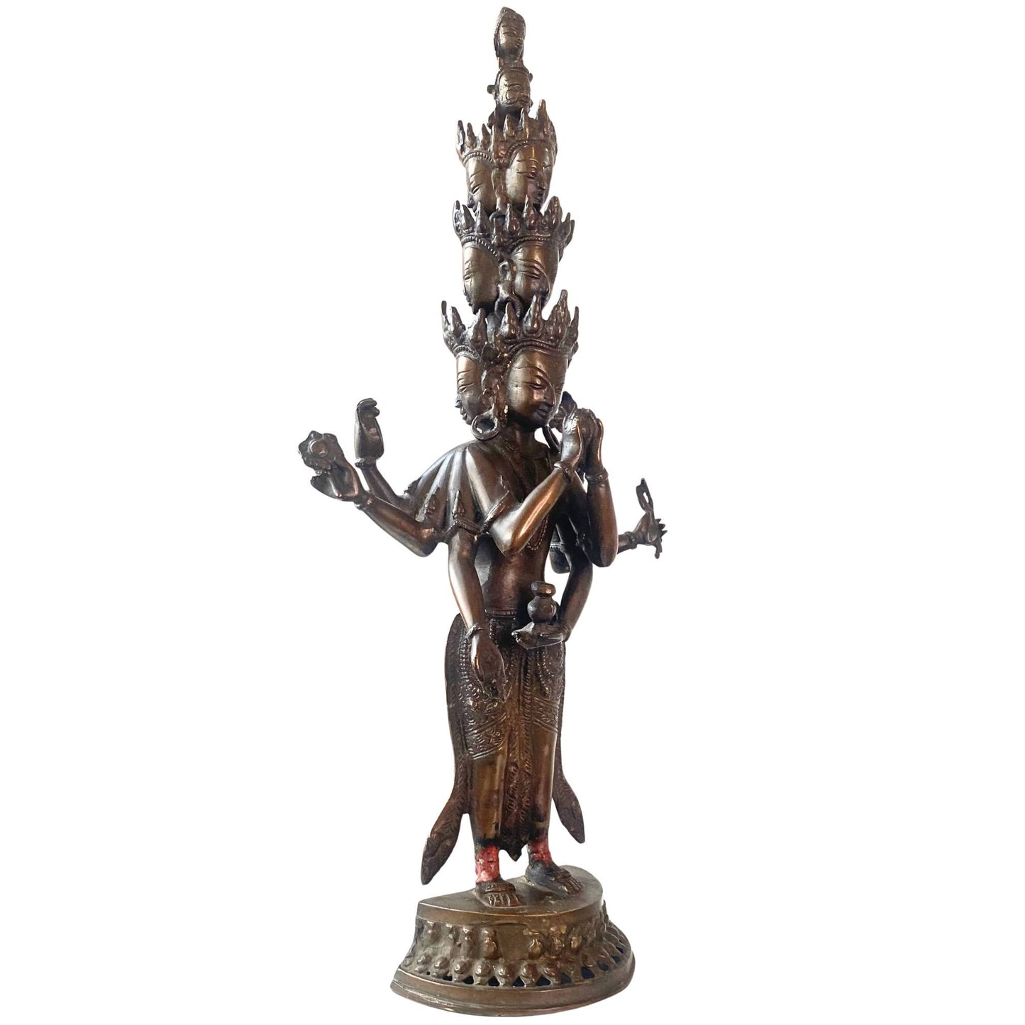 Tibetaans brons beeld Ekadasamukha Bodhisattva van mededogen