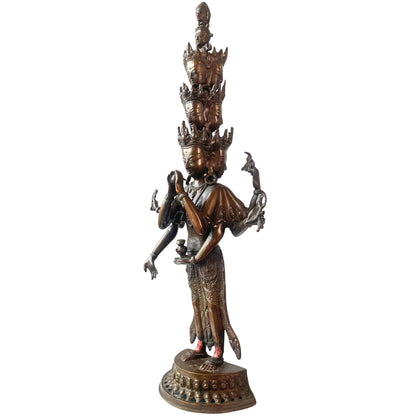 Large Eleven-Headed Avalokiteshvara – Bronze, 60 cm – opposite three-quarter front view