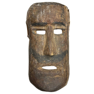 Antiek Houten Sjamanenmasker met Baardlijn – Himalaya Regio – ca. 1900 Muurdecoratie
