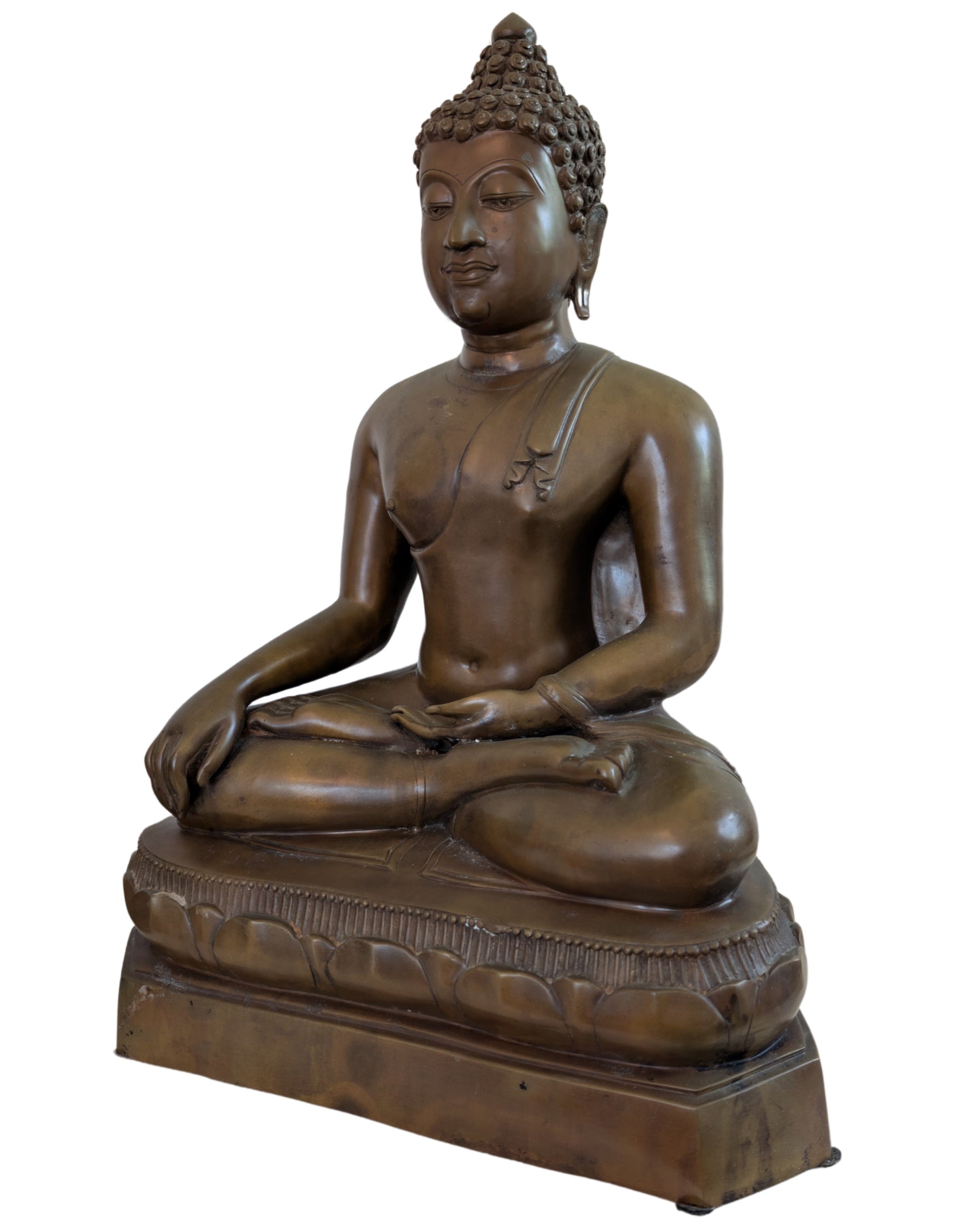 Exclusieve spirituele woonaccessoire: groot handgegoten metalen Buddha beeld.