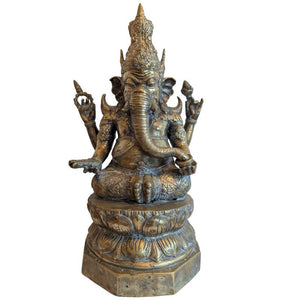 Ganesha met gekroonde Boeddha – oud verguld brons, Khmer-stijl – lot 152