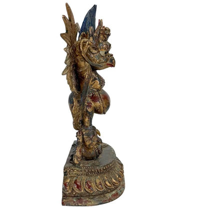 Himalayan Garuda Protector – Gilt Bronze, 29 cm – left three-quarter rear view