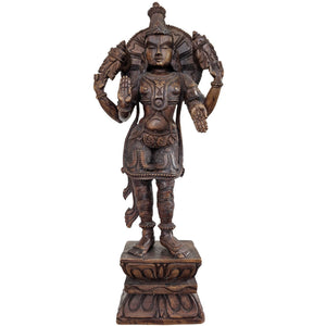 Groot Abhaya Mudra Houten Beeld van Lord Vishnu – Zuid-India – 62 cm