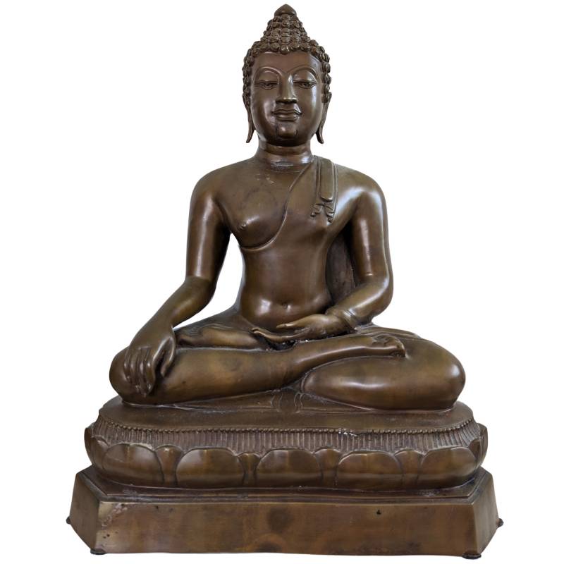 Vooraanzicht van een 49 cm hoog Thais Buddha beeld in Ayutthaya-stijl.