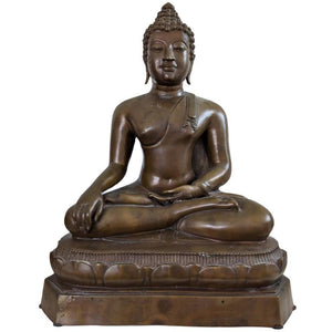 Producttitel: Imposant Thais Buddha Beeld – Ayutthaya Stijl – 12 kg Handgegoten Messing