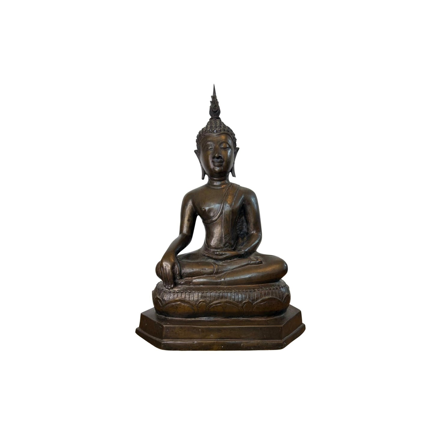 Grote Thaise bronzen boeddha 55 cm tempelbeeld rattanakosin stijl