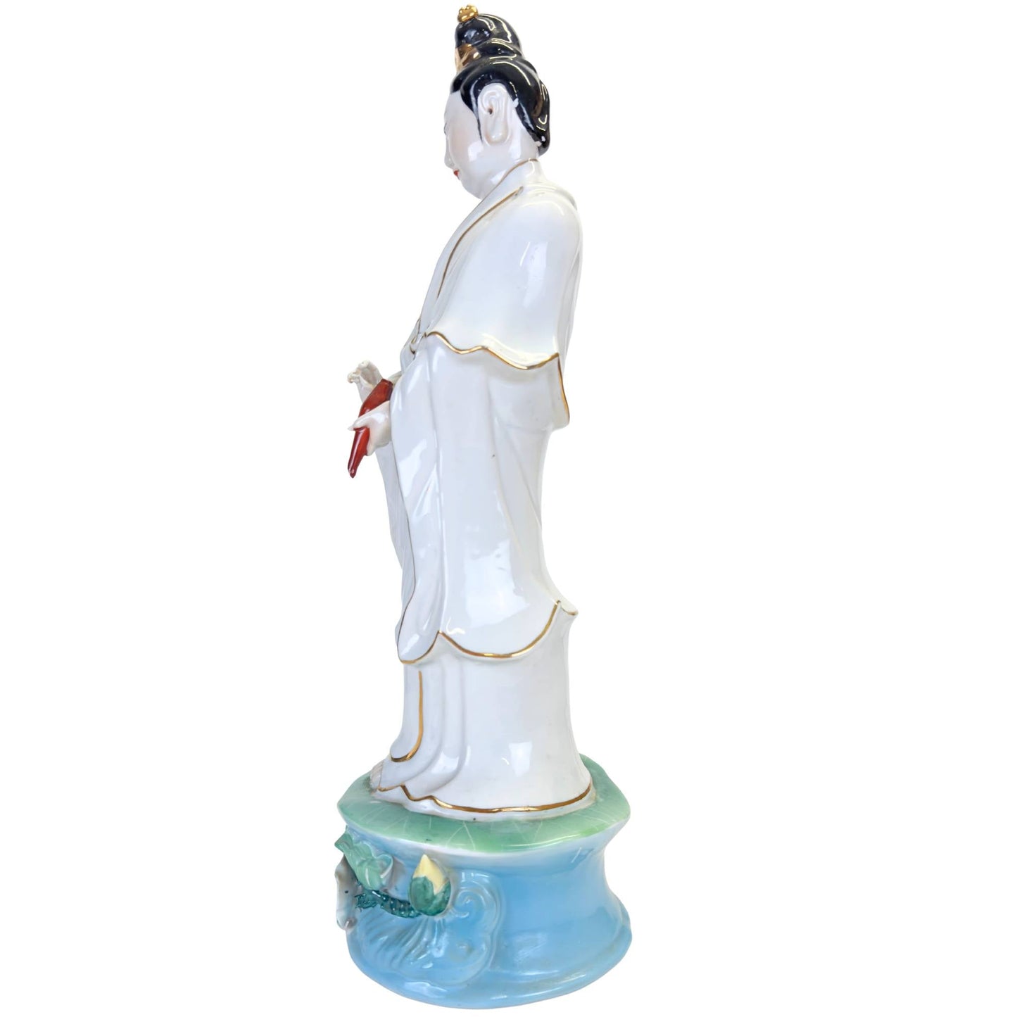 Guan Yin afgebeeld met de vaas voor spirituele zegeningen en zuivering.