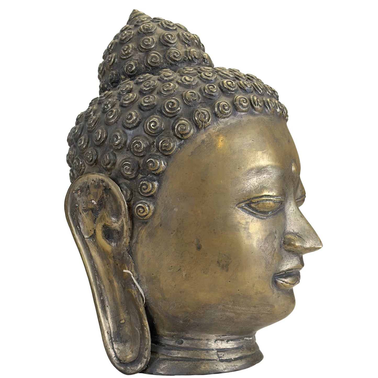 Handgegoten bronzen Boeddha hoofd van zware kwaliteit