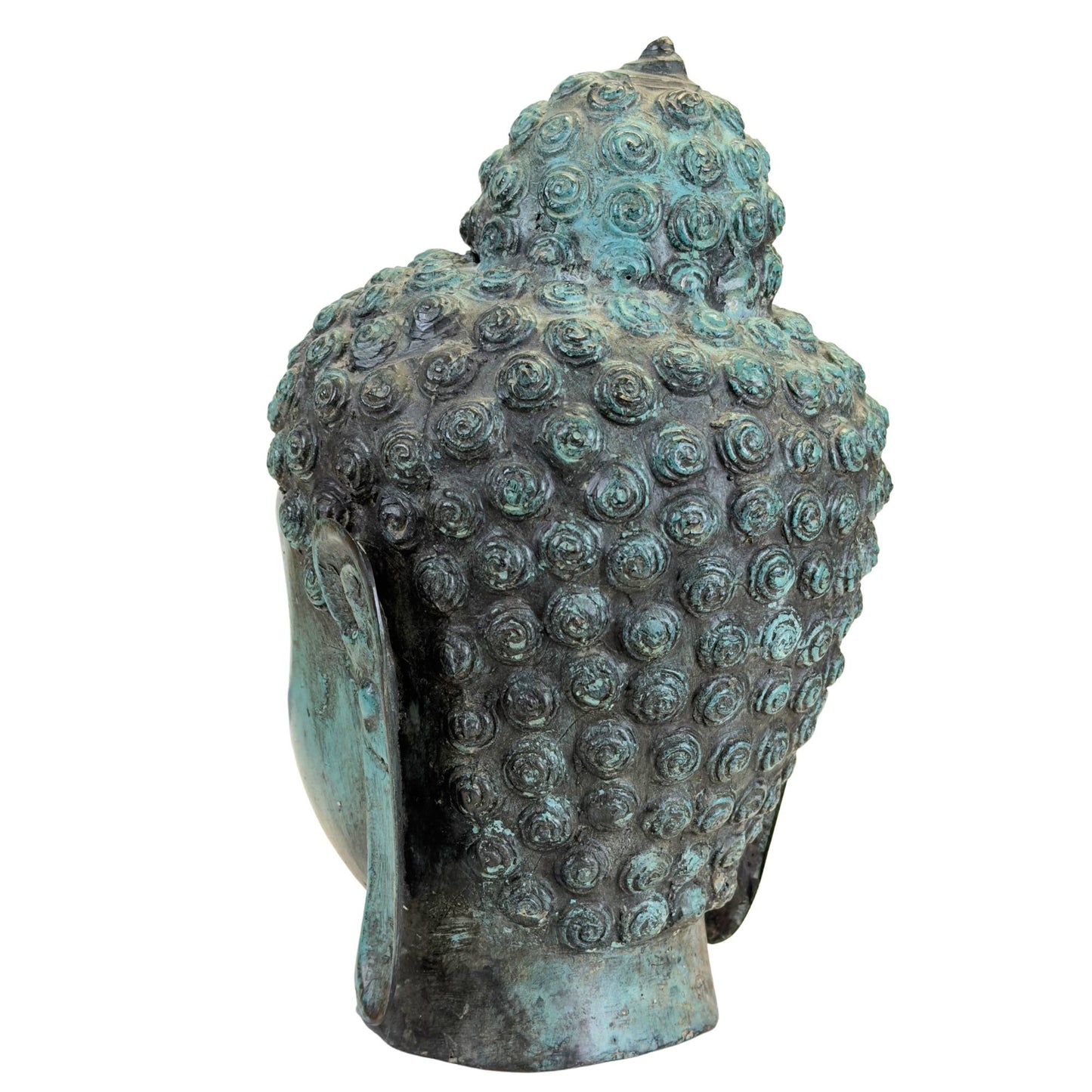 Handgegoten Boeddha hoofd van zwaar bronzen gietwerk