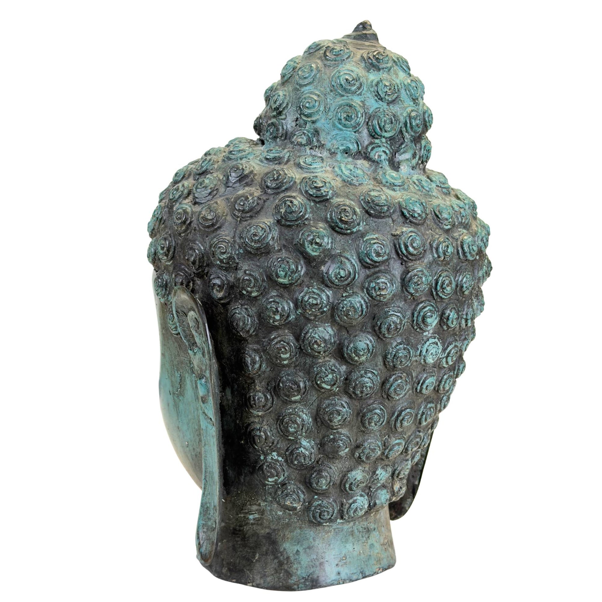 Handgegoten Boeddha hoofd van zwaar bronzen gietwerk