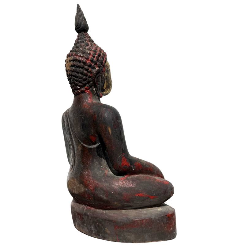 Handgesneden Boeddha van teakhout uit Myanmar.