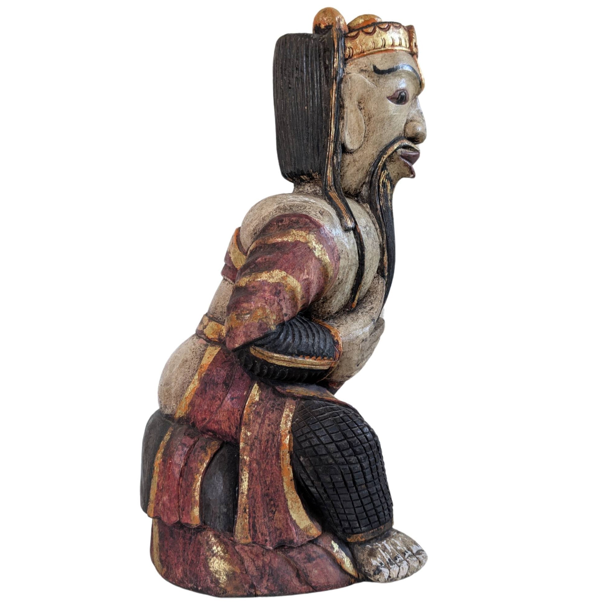 Handgestoken hardhouten beeld uit de Qing-dynastie voor het aantrekken van voorspoed.