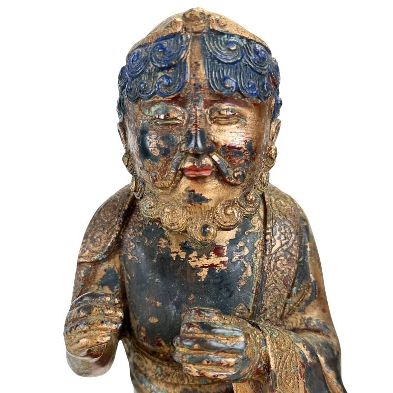 Himalaya Arhat figuur op buffel in bronzen uitvoering
