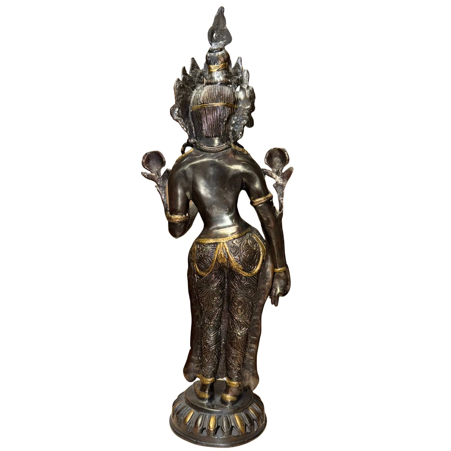 Himalaya Bodhisattva van brons met handgeciseleerde kleding en sierdetails