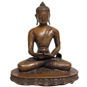 Himalaya bronzen Boeddha in meditatiehouding met patra – 17e eeuw