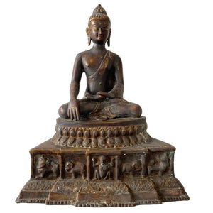 Antieke Himalaya Bronzen Boeddha – ca. 500 jaar oud – West-Tibetaanse / Mustang traditie