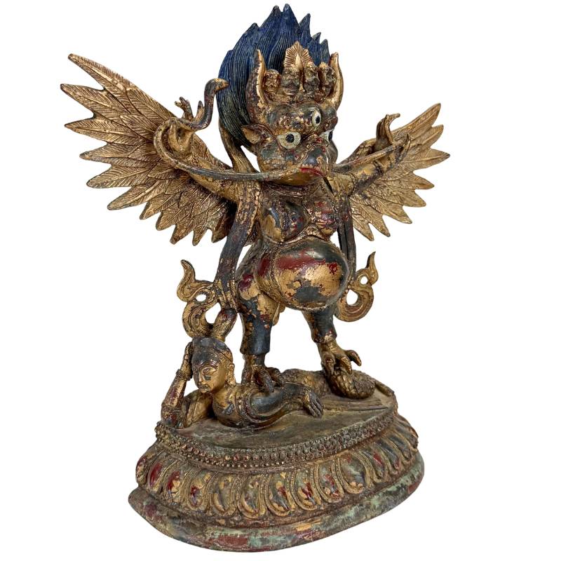 Himalayan Garuda Protector – Gilt Bronze, 29 cm – three-quarter front view