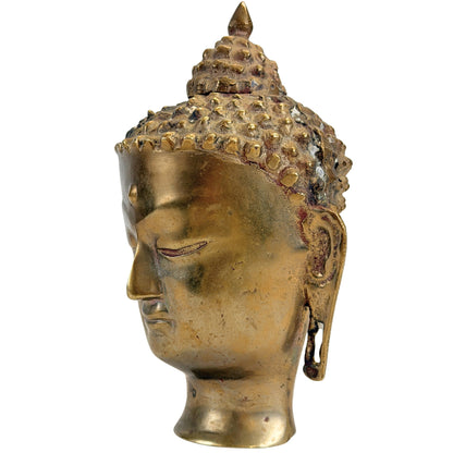 Himalayan-Inspired Buddha Head – Bronze, 20th Century – opposite three-quarter front view