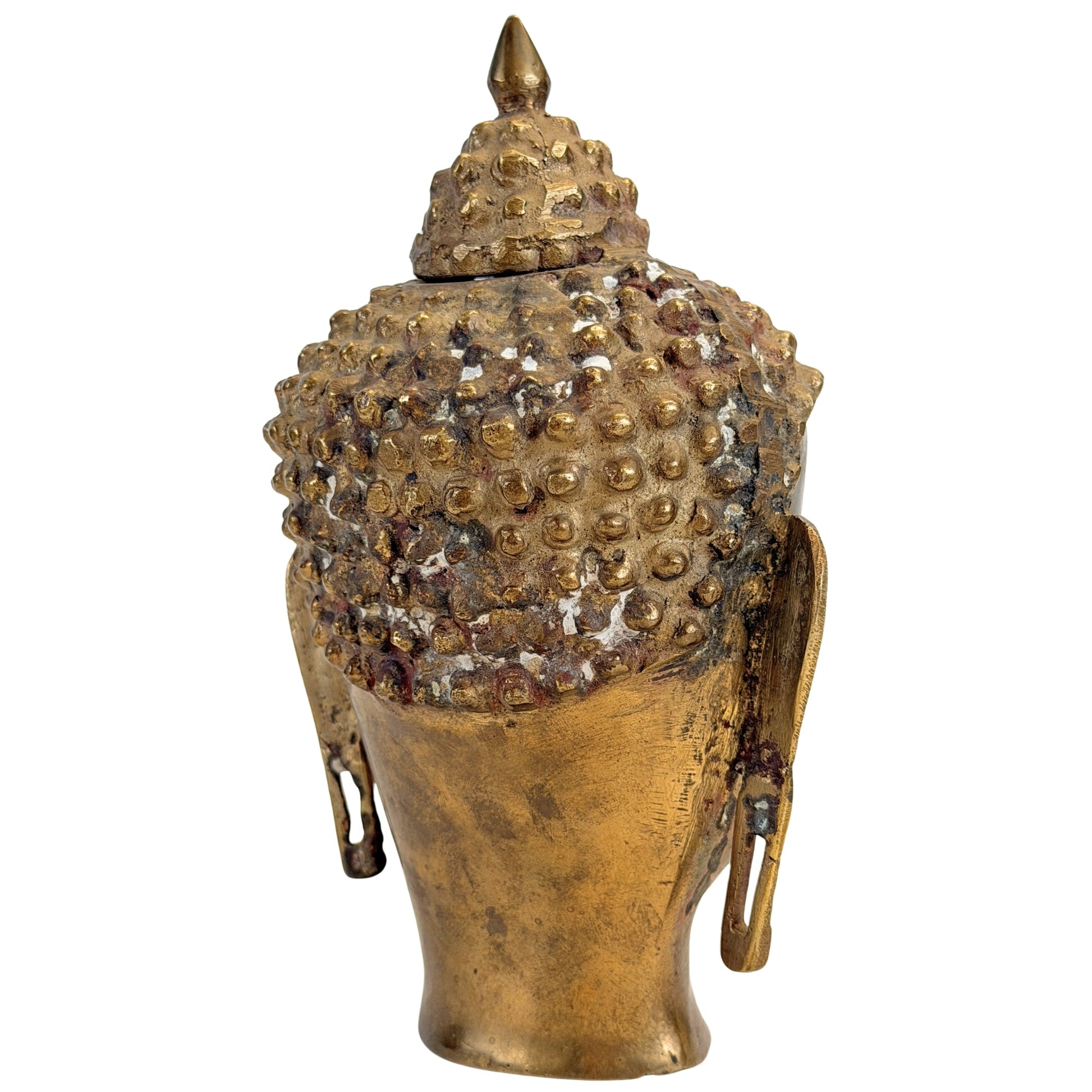 Himalayan-Inspired Buddha Head – Bronze, 20th Century – left three-quarter rear view